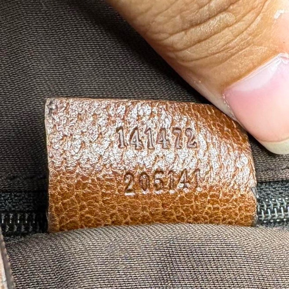 Gucci Denim Logo Tote with Brown Leather Trim - Picture 7 of 9